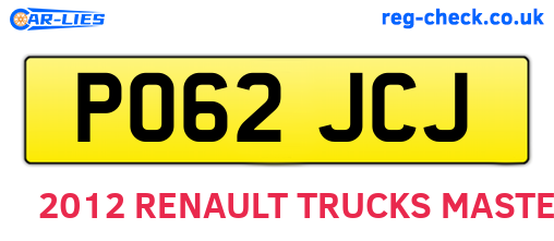 PO62JCJ are the vehicle registration plates.