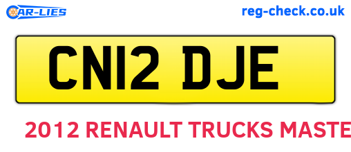 CN12DJE are the vehicle registration plates.