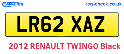LR62XAZ are the vehicle registration plates.