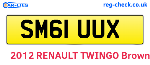 SM61UUX are the vehicle registration plates.