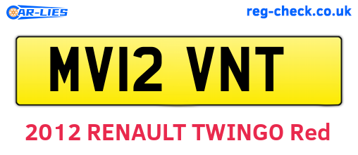 MV12VNT are the vehicle registration plates.