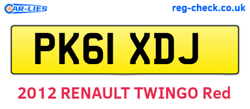 PK61XDJ are the vehicle registration plates.