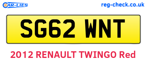SG62WNT are the vehicle registration plates.