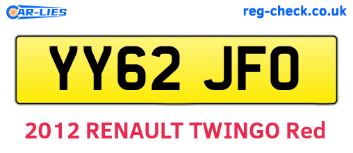 YY62JFO are the vehicle registration plates.