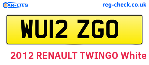 WU12ZGO are the vehicle registration plates.