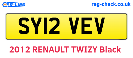 SY12VEV are the vehicle registration plates.