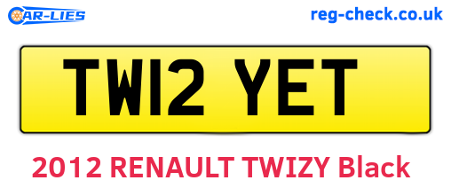TW12YET are the vehicle registration plates.