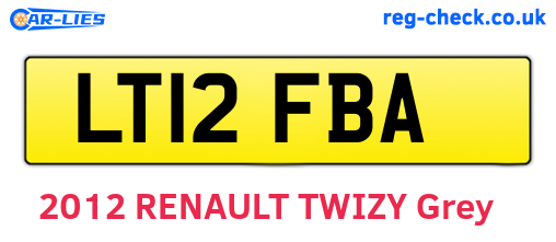 LT12FBA are the vehicle registration plates.