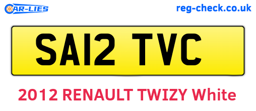 SA12TVC are the vehicle registration plates.