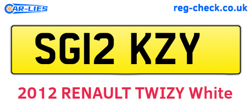 SG12KZY are the vehicle registration plates.