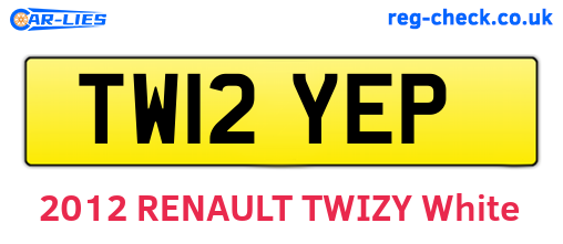 TW12YEP are the vehicle registration plates.