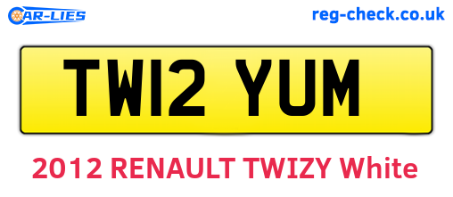 TW12YUM are the vehicle registration plates.