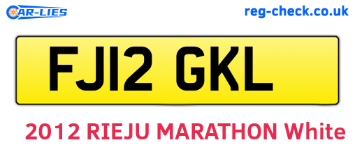 FJ12GKL are the vehicle registration plates.