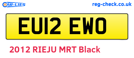 EU12EWO are the vehicle registration plates.