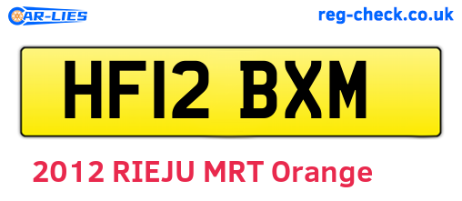 HF12BXM are the vehicle registration plates.