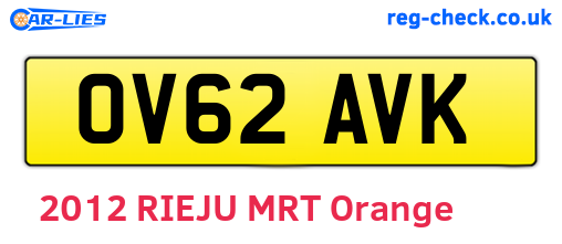 OV62AVK are the vehicle registration plates.