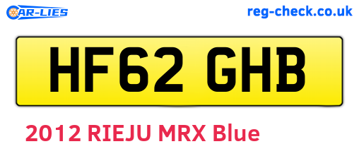 HF62GHB are the vehicle registration plates.