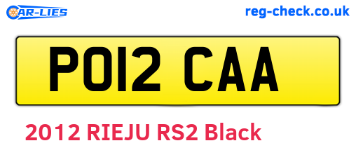 PO12CAA are the vehicle registration plates.