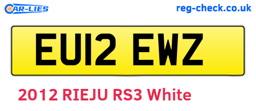 EU12EWZ are the vehicle registration plates.