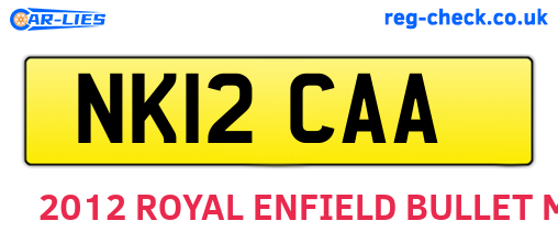 NK12CAA are the vehicle registration plates.