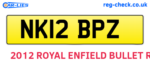 NK12BPZ are the vehicle registration plates.