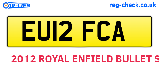 EU12FCA are the vehicle registration plates.