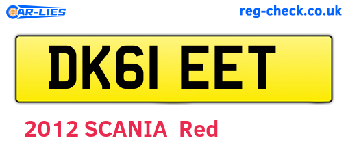 DK61EET are the vehicle registration plates.