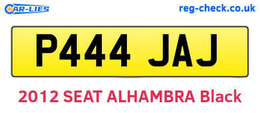 P444JAJ are the vehicle registration plates.
