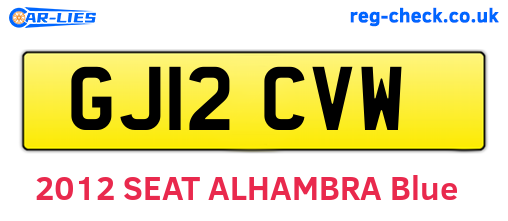 GJ12CVW are the vehicle registration plates.