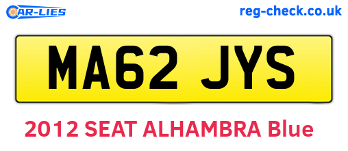 MA62JYS are the vehicle registration plates.