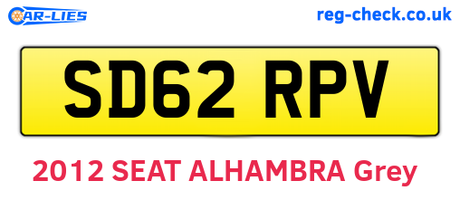 SD62RPV are the vehicle registration plates.