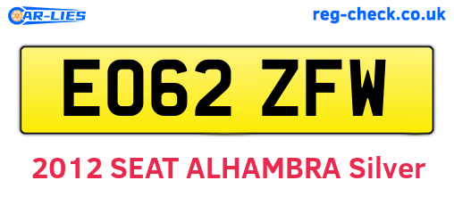 EO62ZFW are the vehicle registration plates.