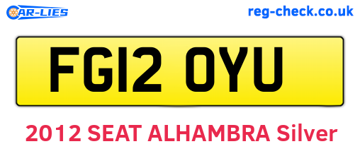 FG12OYU are the vehicle registration plates.