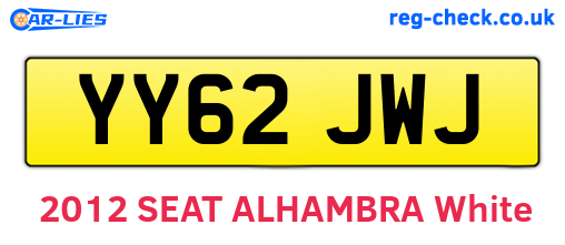 YY62JWJ are the vehicle registration plates.