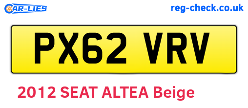 PX62VRV are the vehicle registration plates.