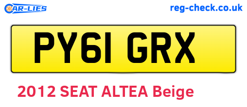 PY61GRX are the vehicle registration plates.