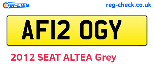 AF12OGY are the vehicle registration plates.