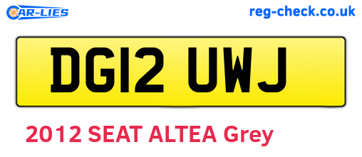 DG12UWJ are the vehicle registration plates.