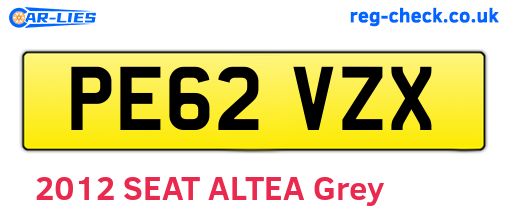 PE62VZX are the vehicle registration plates.