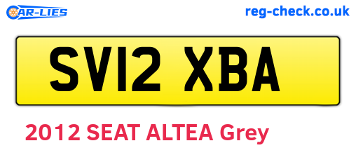 SV12XBA are the vehicle registration plates.