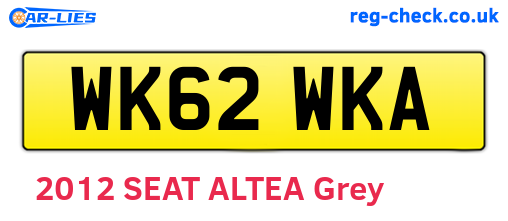 WK62WKA are the vehicle registration plates.