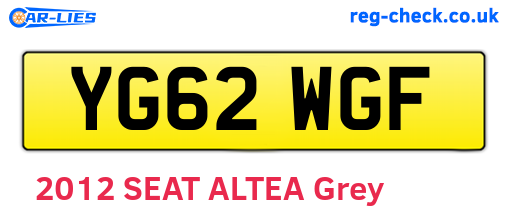 YG62WGF are the vehicle registration plates.