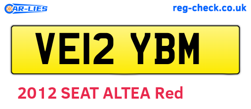 VE12YBM are the vehicle registration plates.