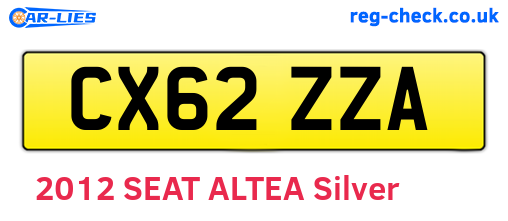 CX62ZZA are the vehicle registration plates.