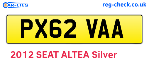 PX62VAA are the vehicle registration plates.