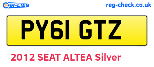 PY61GTZ are the vehicle registration plates.