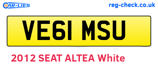VE61MSU are the vehicle registration plates.