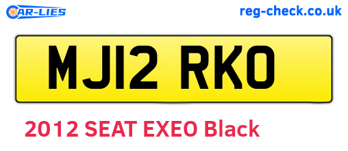 MJ12RKO are the vehicle registration plates.