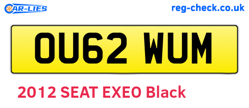 OU62WUM are the vehicle registration plates.
