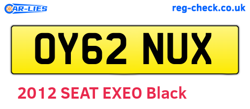 OY62NUX are the vehicle registration plates.